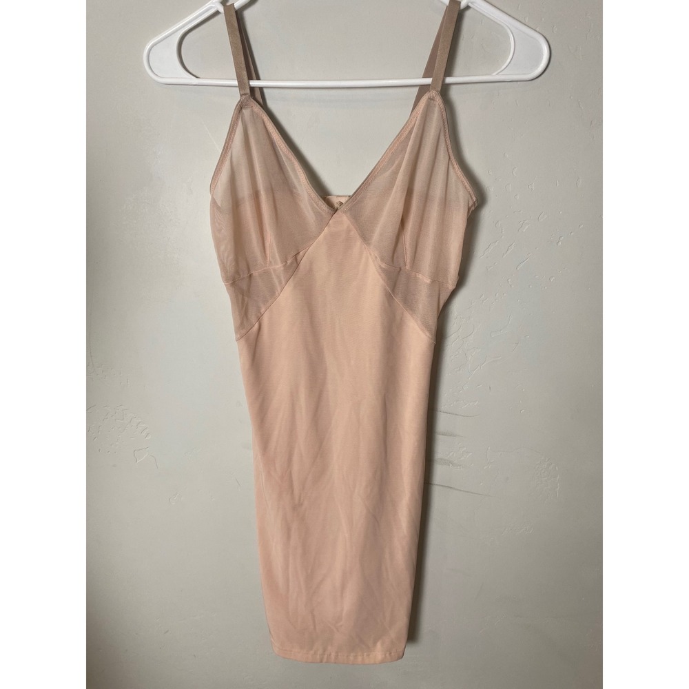 Spanx by Sara Blakely Colorblock Nude Beige Mesh V-Neck Shapewear Slip Medium
